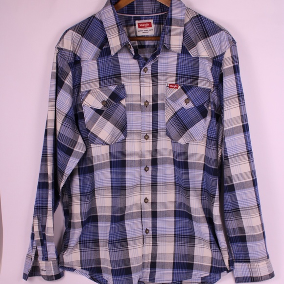0265-Wrangler Plaid Button-Up Shirt (Men’s XL) - Picture 1 of 7